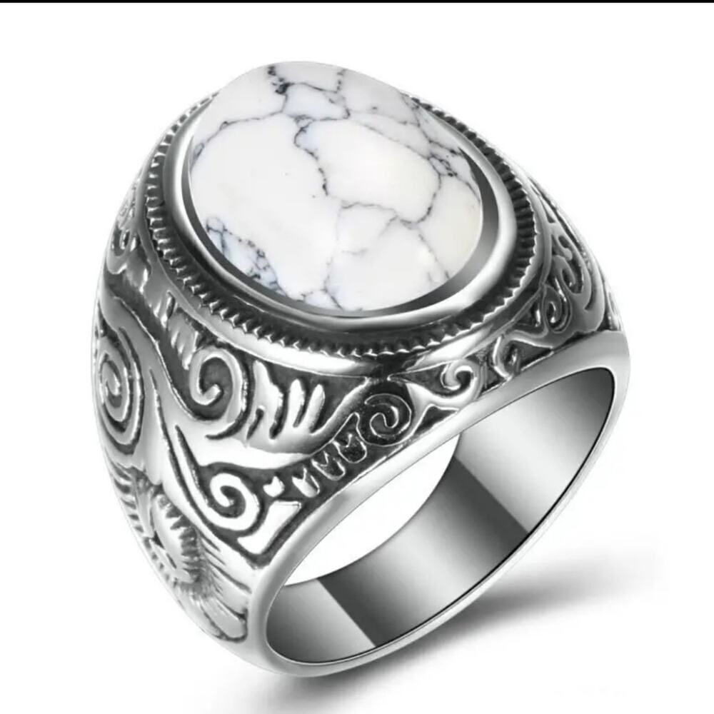 Bohemian Marble Stone Vintage Rings